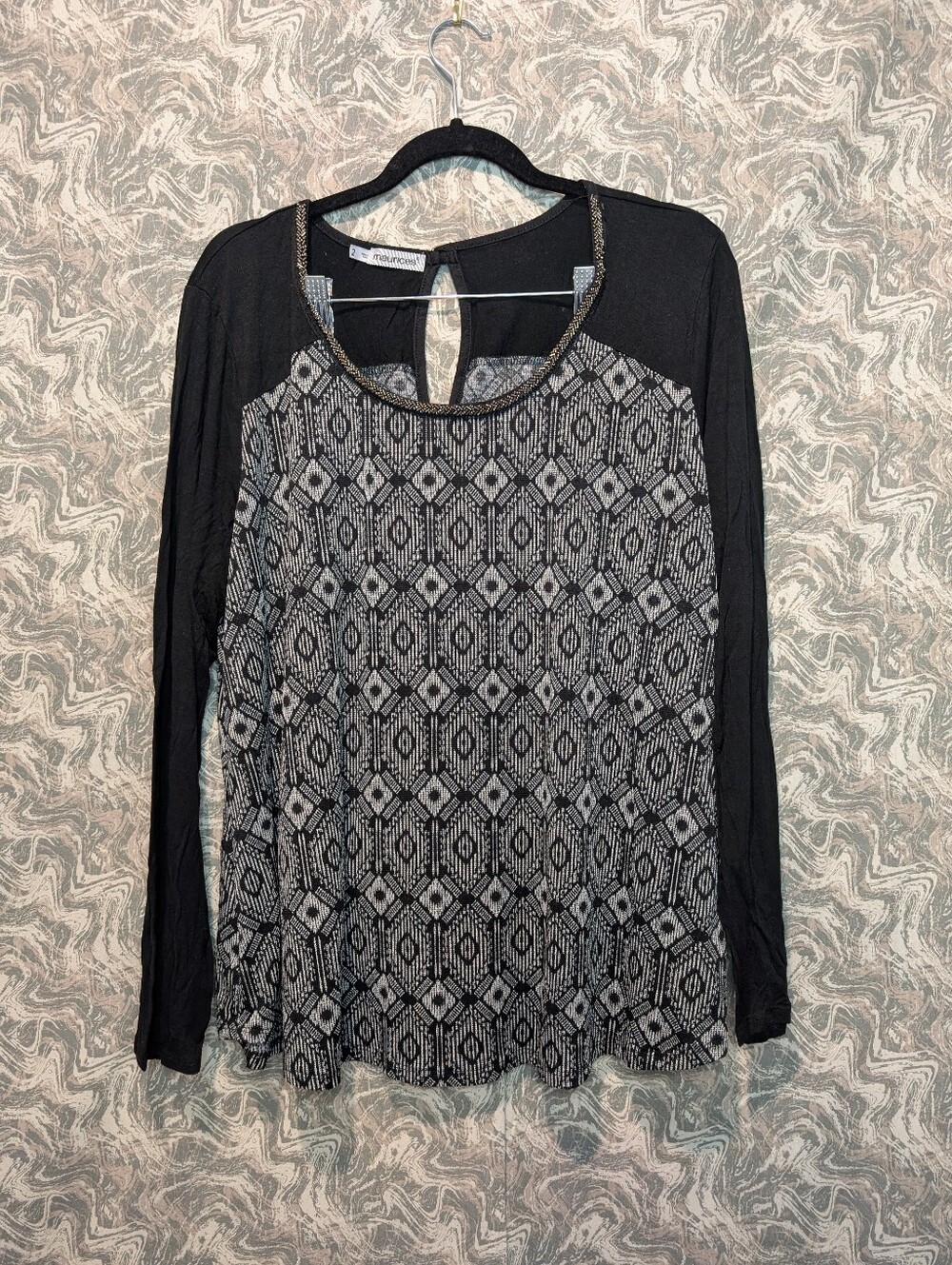 Maurices Geometric Beaded Blouse Size 2